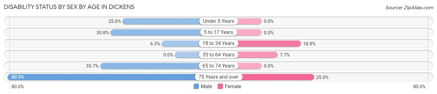 Disability Status by Sex by Age in Dickens