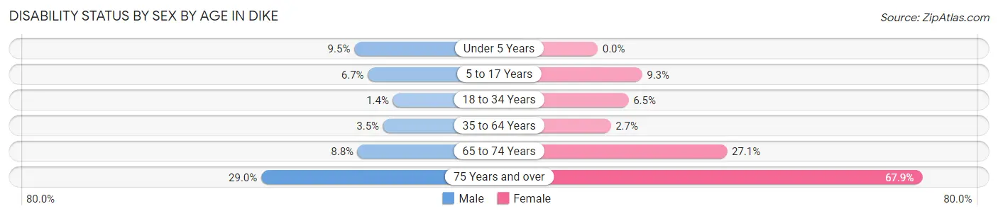 Disability Status by Sex by Age in Dike