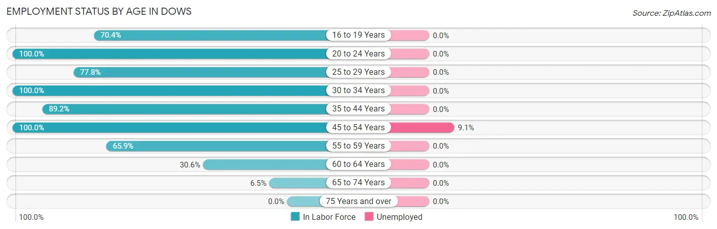Employment Status by Age in Dows