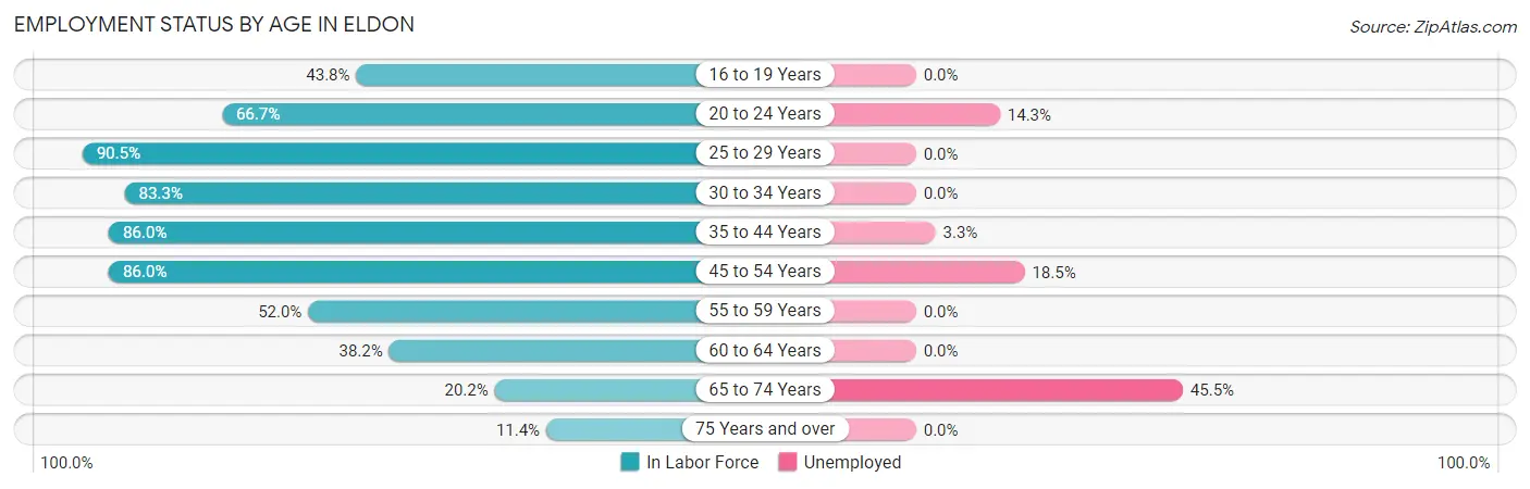 Employment Status by Age in Eldon