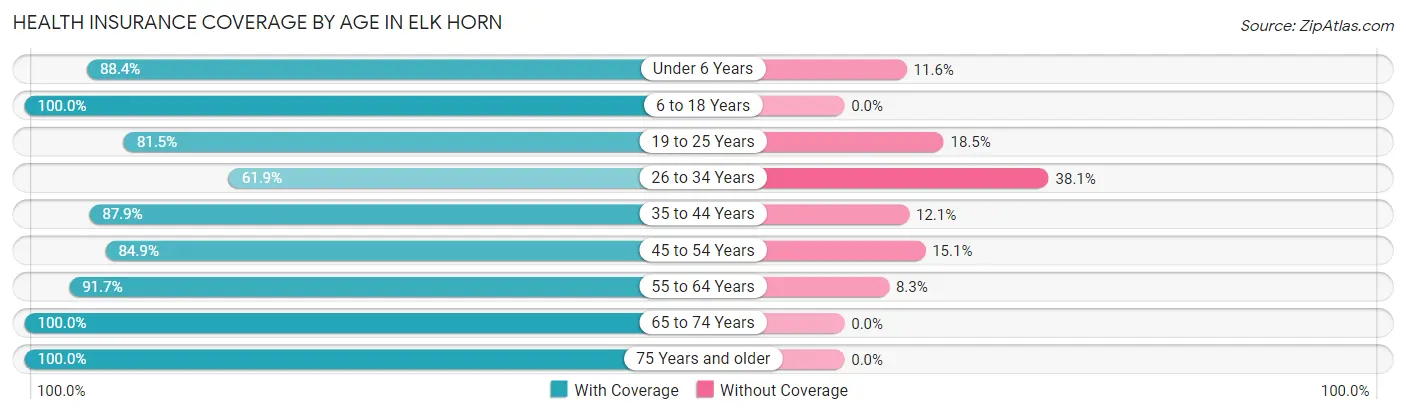 Health Insurance Coverage by Age in Elk Horn