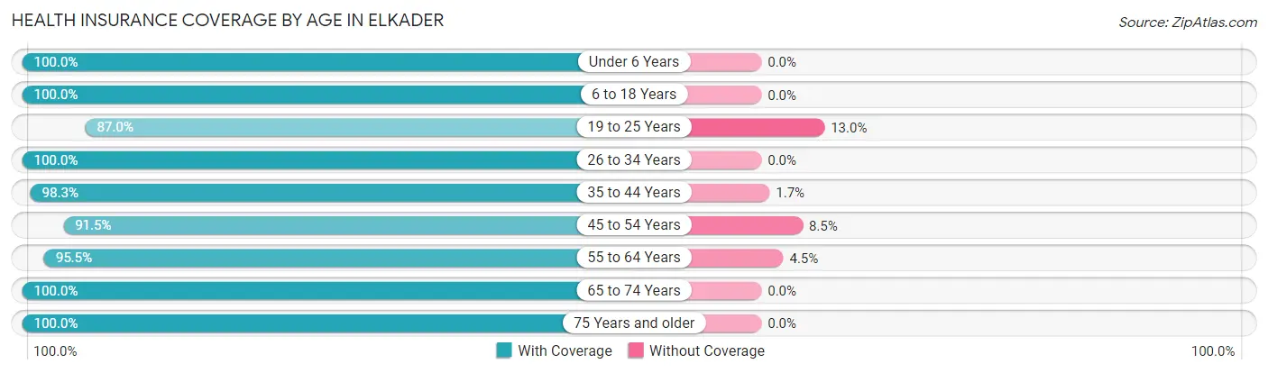 Health Insurance Coverage by Age in Elkader