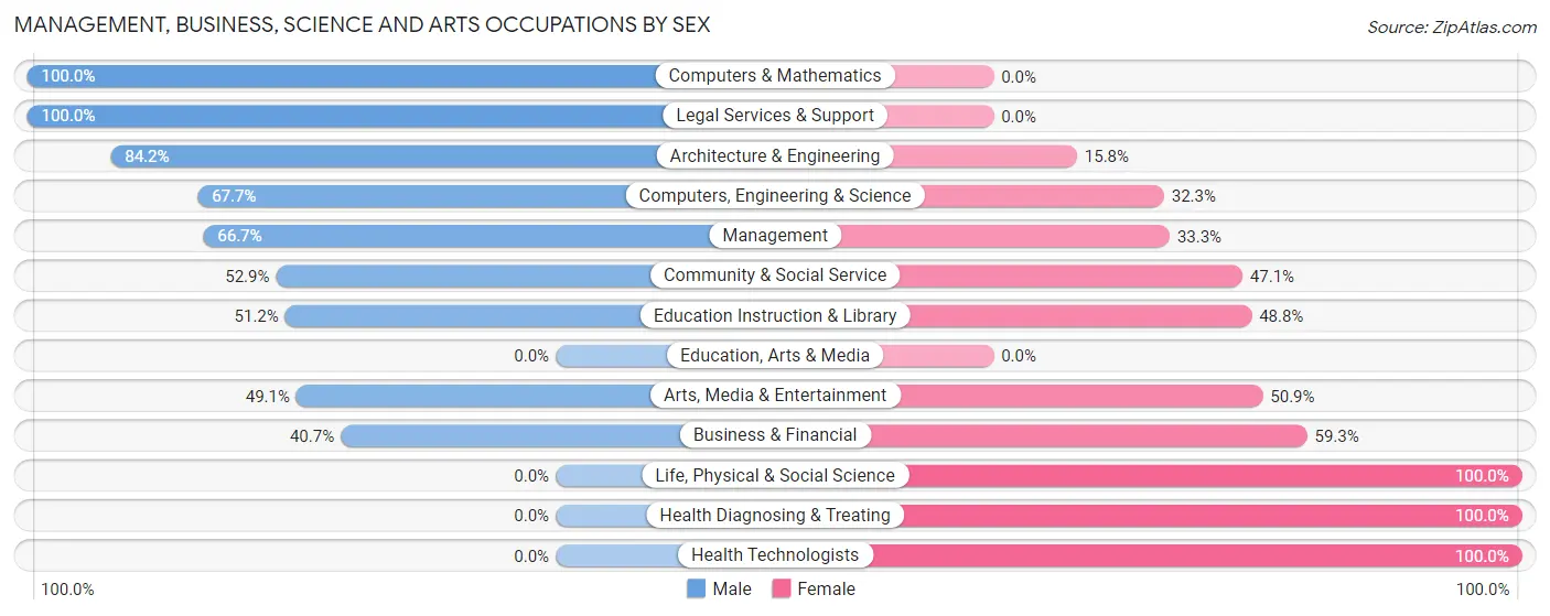 Management, Business, Science and Arts Occupations by Sex in Emmetsburg