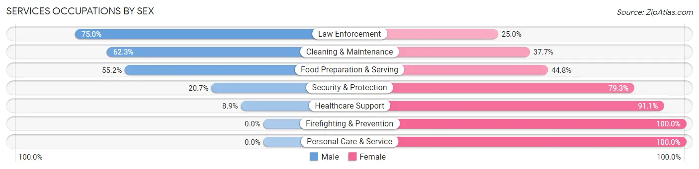 Services Occupations by Sex in Estherville