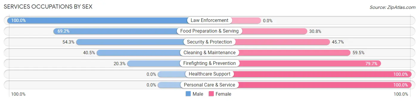 Services Occupations by Sex in Evansdale