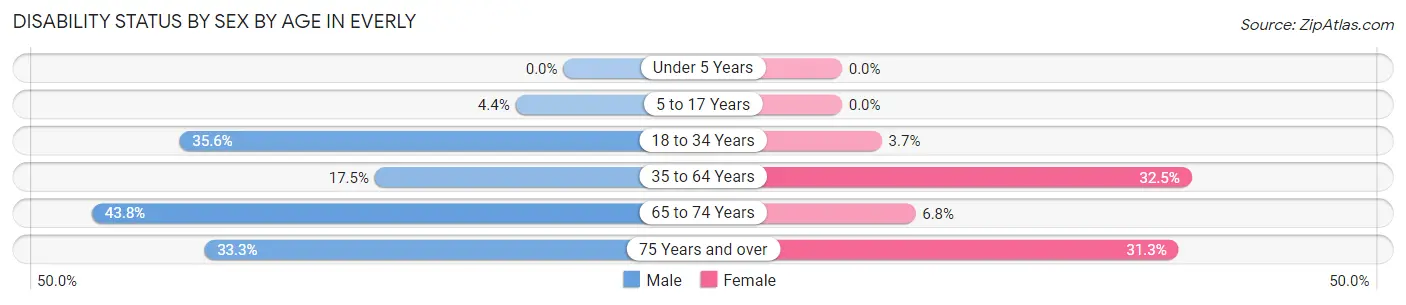Disability Status by Sex by Age in Everly