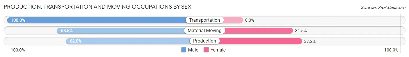 Production, Transportation and Moving Occupations by Sex in Forest City
