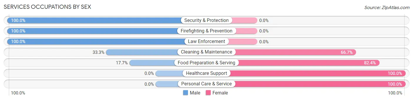 Services Occupations by Sex in Fruitland