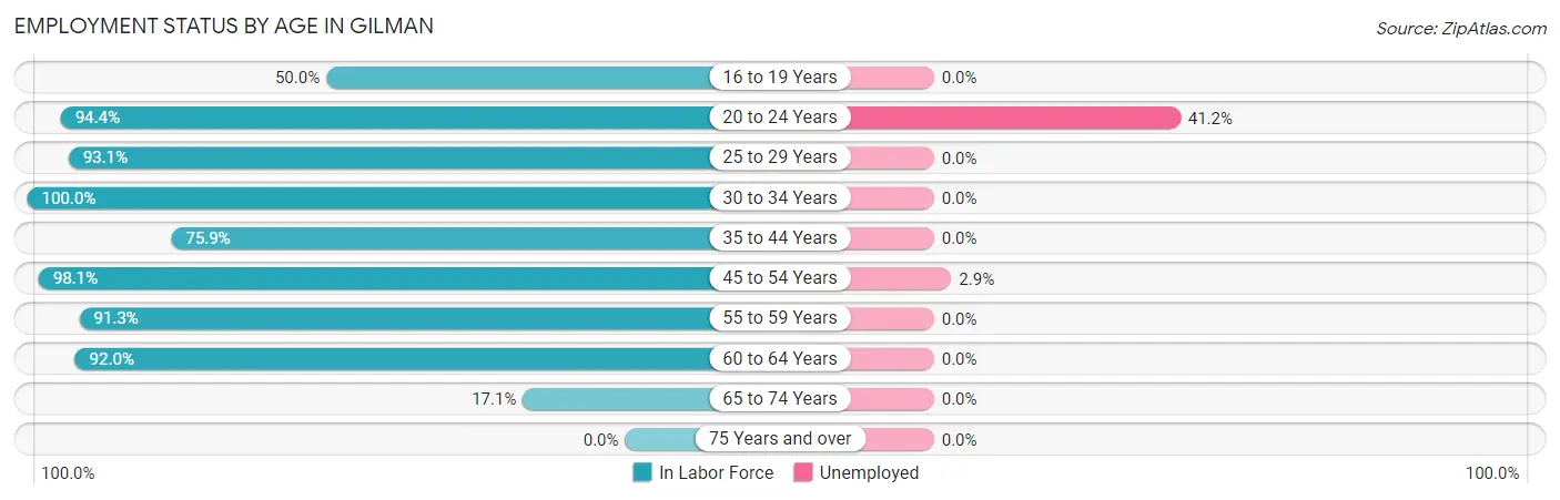 Employment Status by Age in Gilman