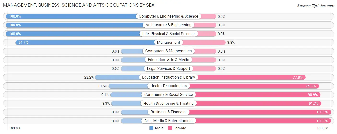 Management, Business, Science and Arts Occupations by Sex in Gilmore City