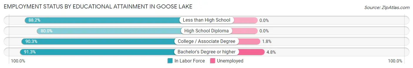 Employment Status by Educational Attainment in Goose Lake