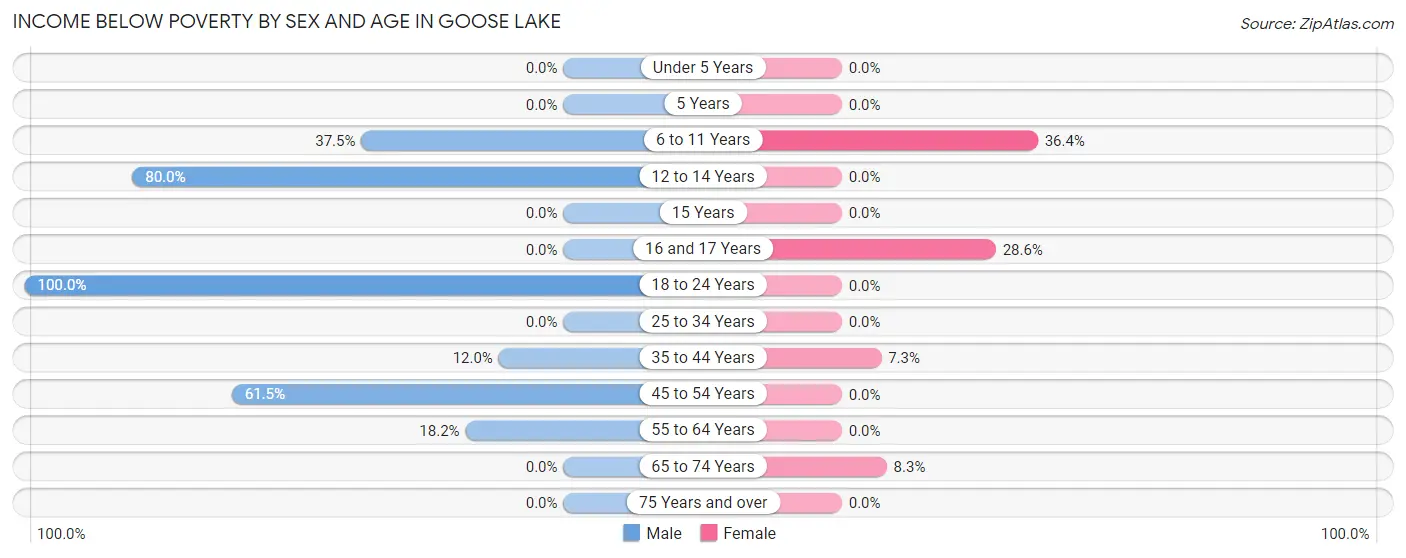Income Below Poverty by Sex and Age in Goose Lake