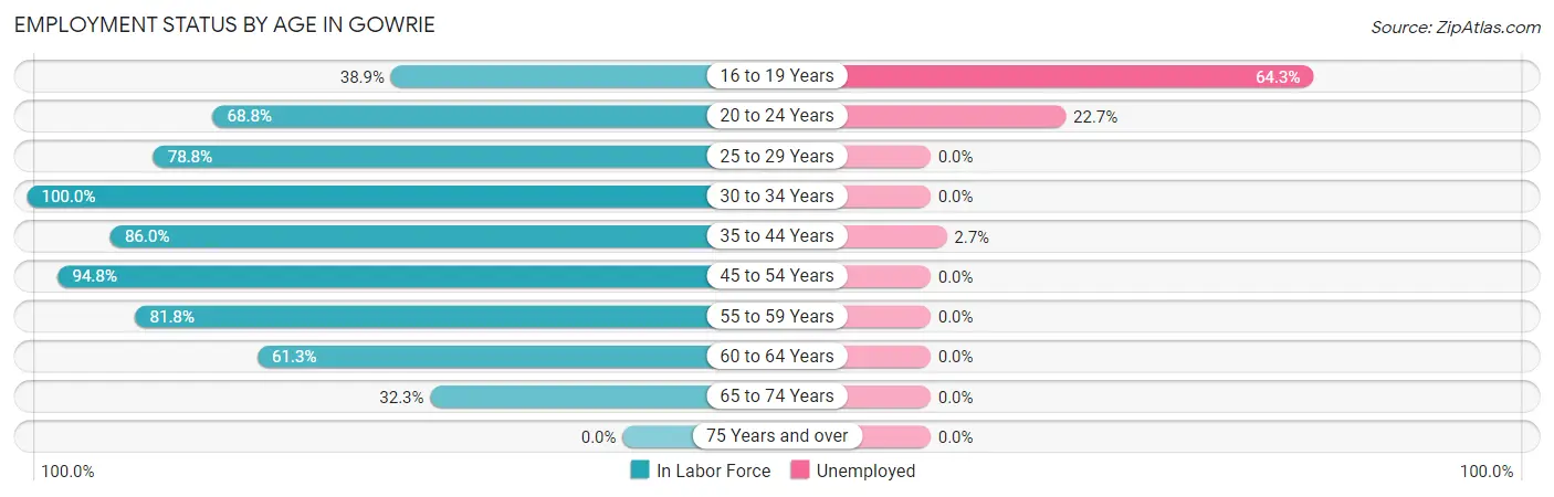 Employment Status by Age in Gowrie