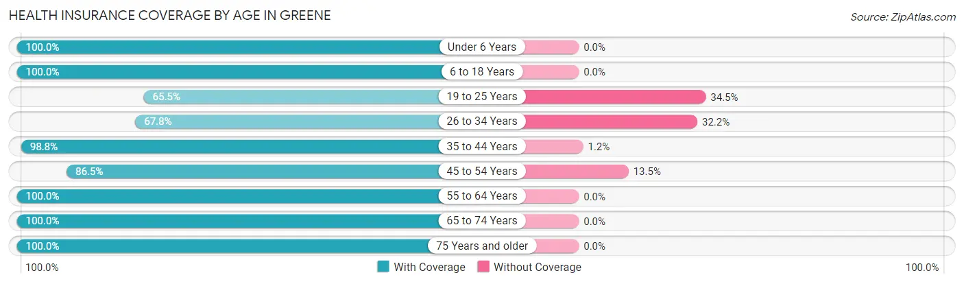 Health Insurance Coverage by Age in Greene