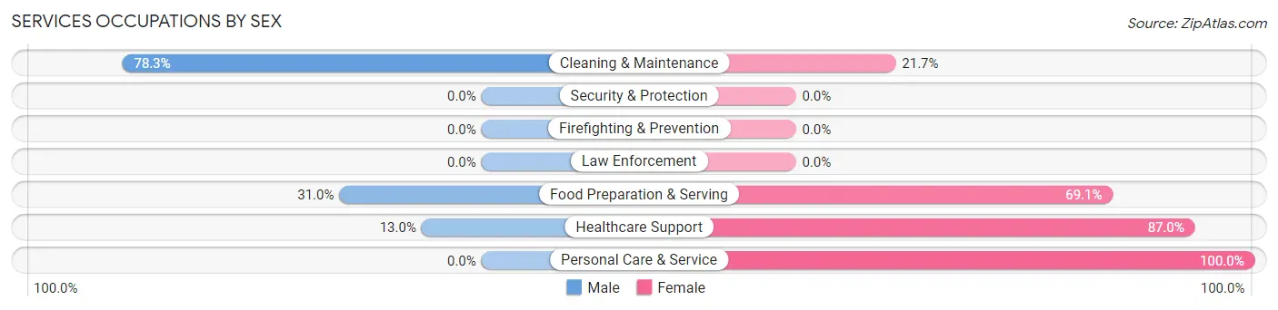 Services Occupations by Sex in Grundy Center
