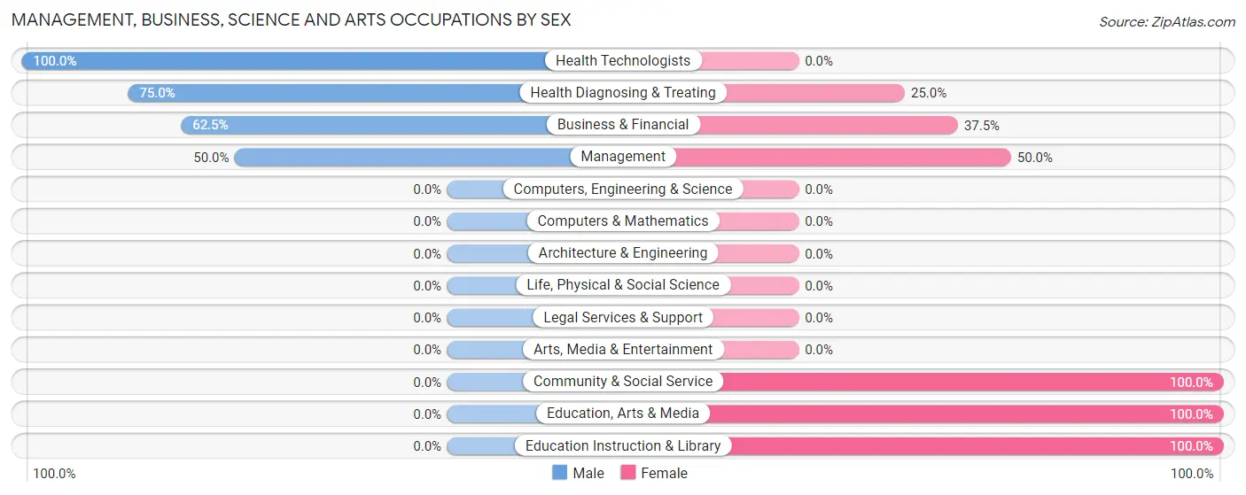 Management, Business, Science and Arts Occupations by Sex in Hazleton