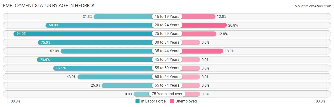 Employment Status by Age in Hedrick