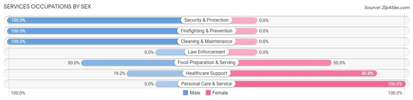Services Occupations by Sex in Hills