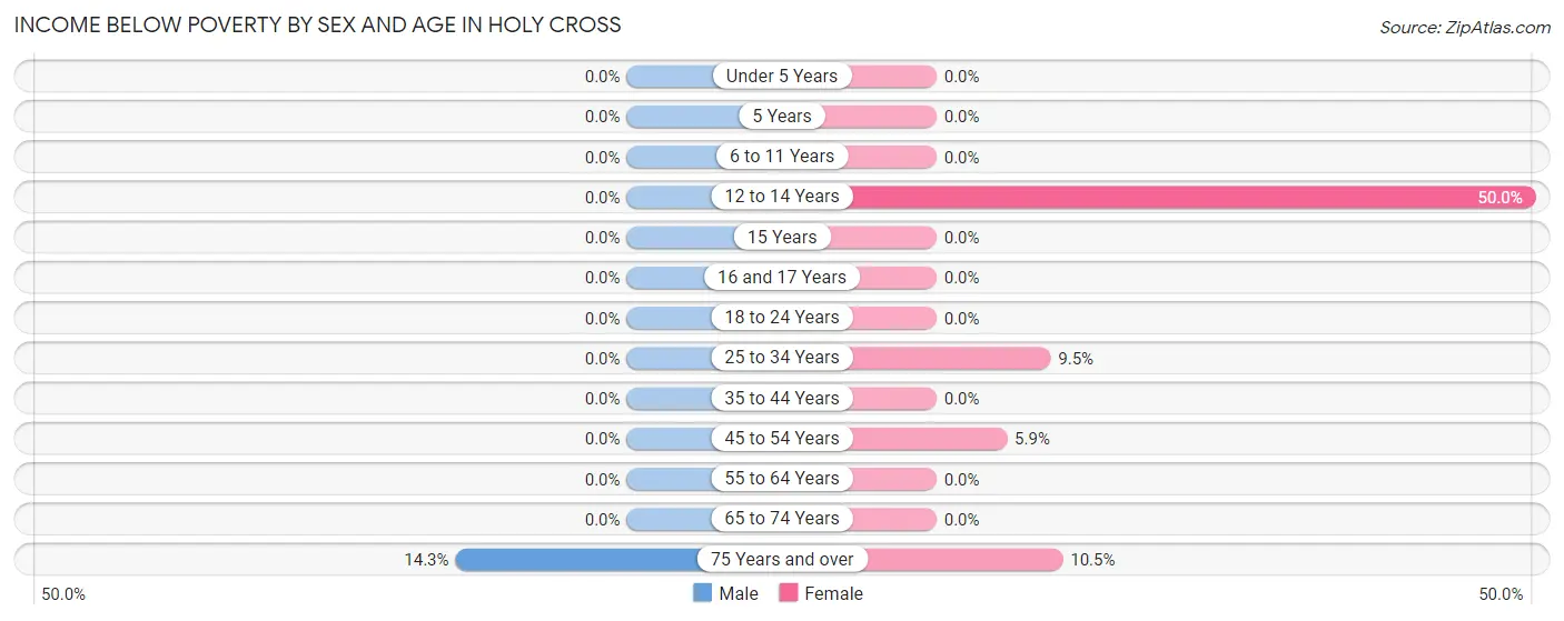 Income Below Poverty by Sex and Age in Holy Cross