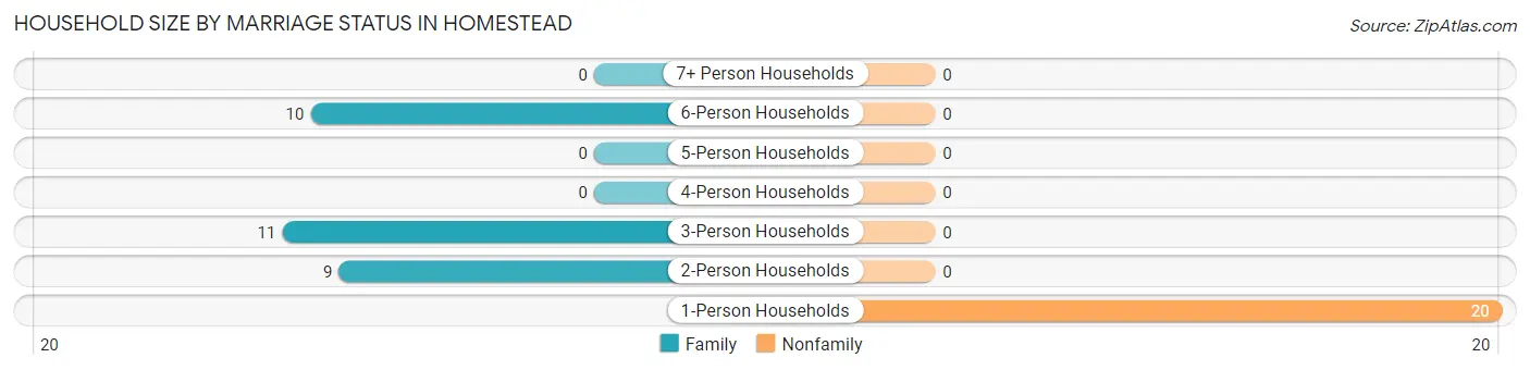 Household Size by Marriage Status in Homestead