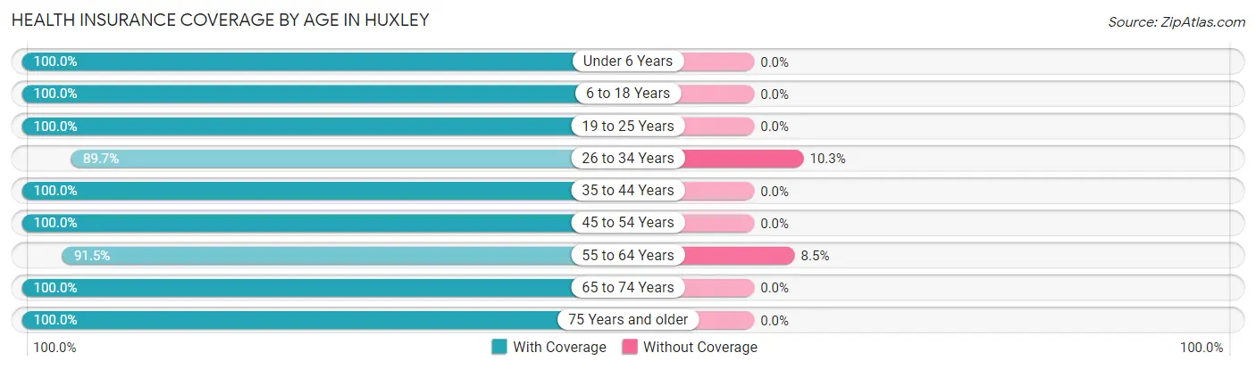 Health Insurance Coverage by Age in Huxley
