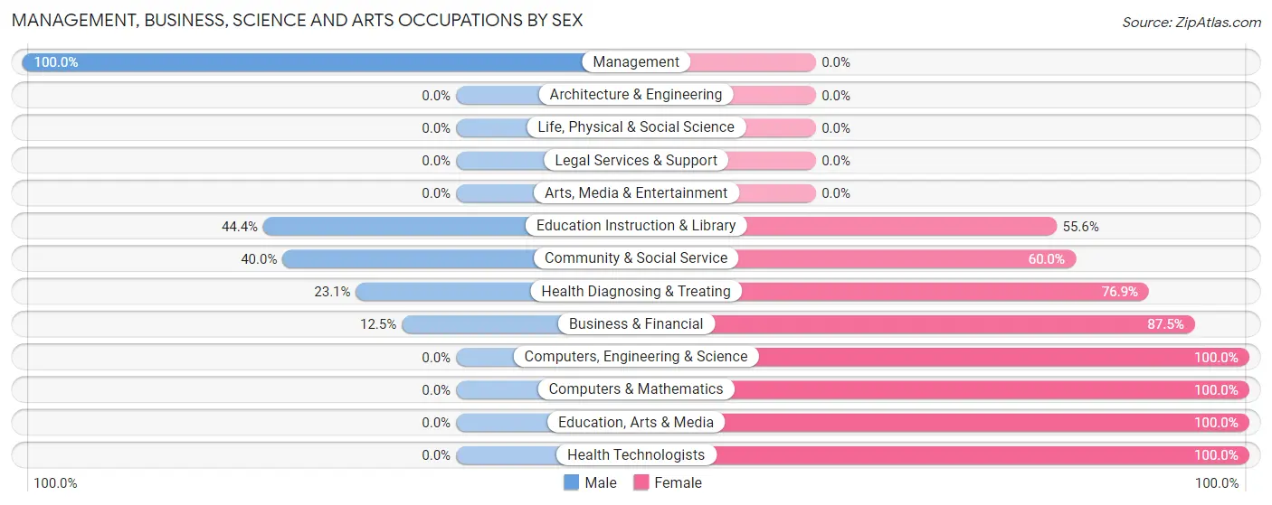 Management, Business, Science and Arts Occupations by Sex in Irwin