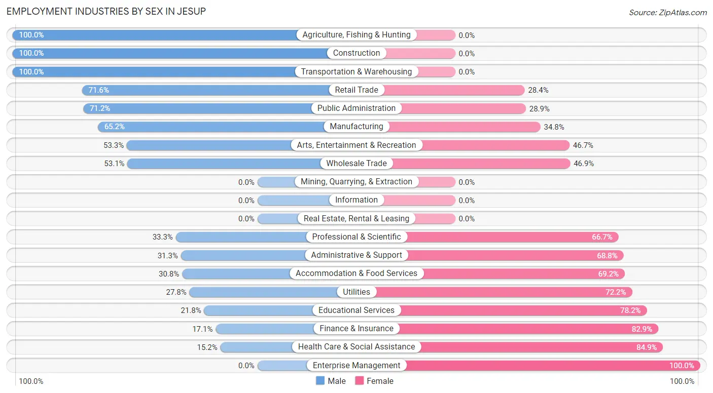 Employment Industries by Sex in Jesup