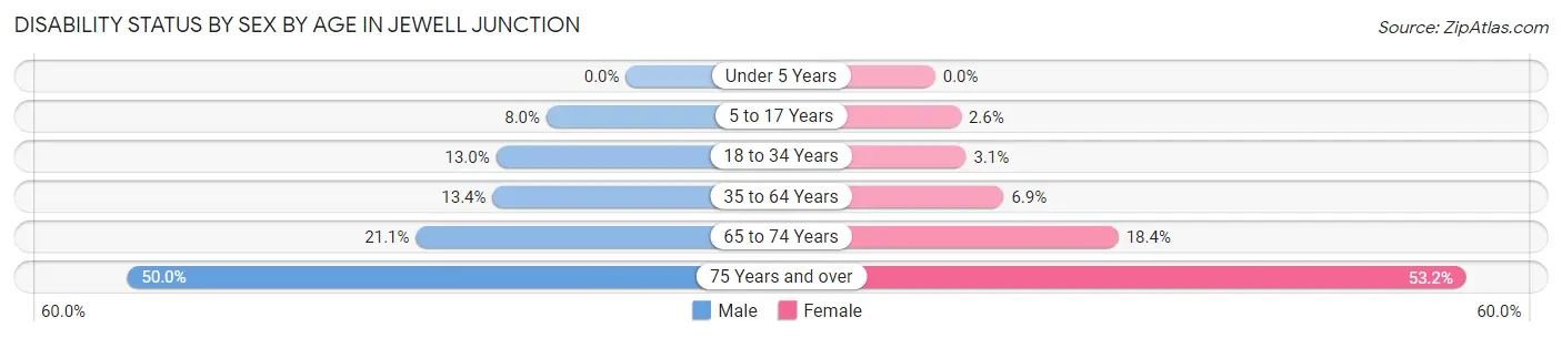 Disability Status by Sex by Age in Jewell Junction