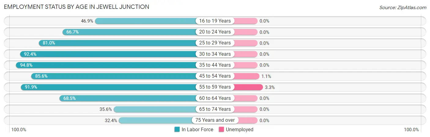 Employment Status by Age in Jewell Junction