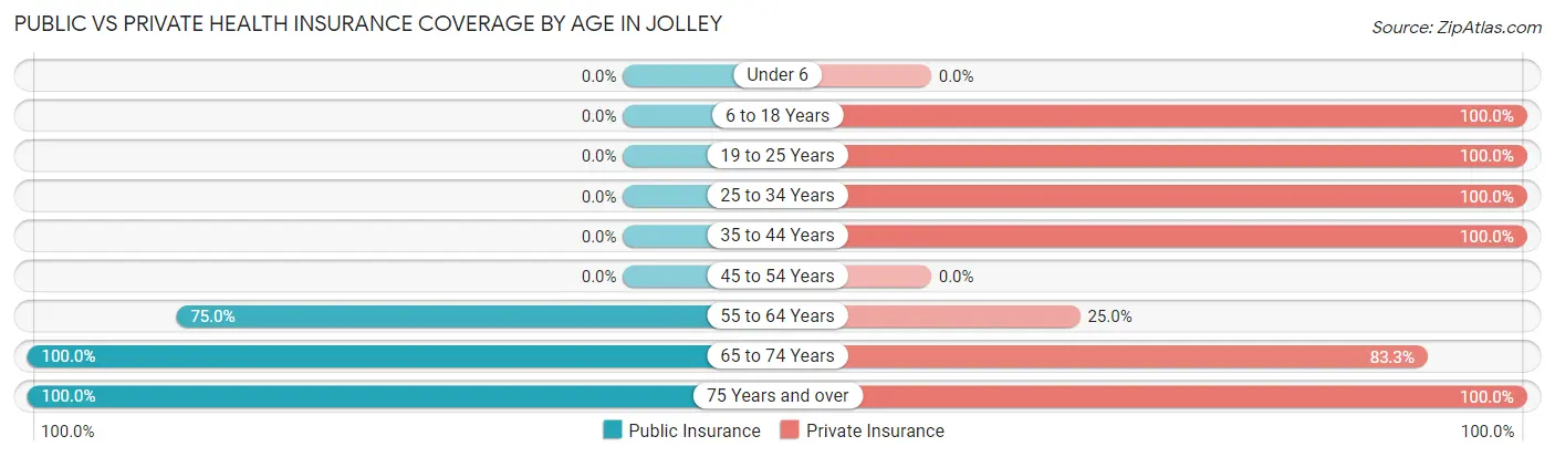 Public vs Private Health Insurance Coverage by Age in Jolley