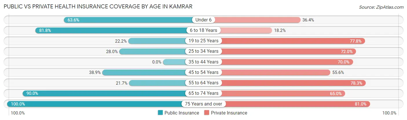 Public vs Private Health Insurance Coverage by Age in Kamrar