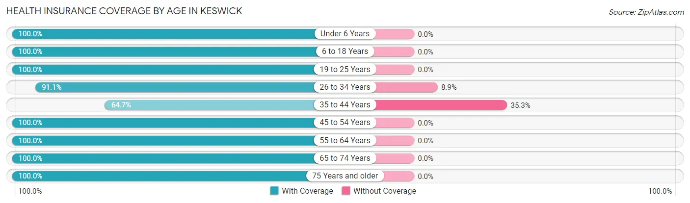 Health Insurance Coverage by Age in Keswick