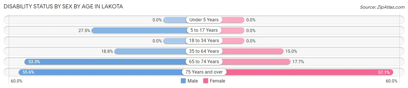 Disability Status by Sex by Age in Lakota