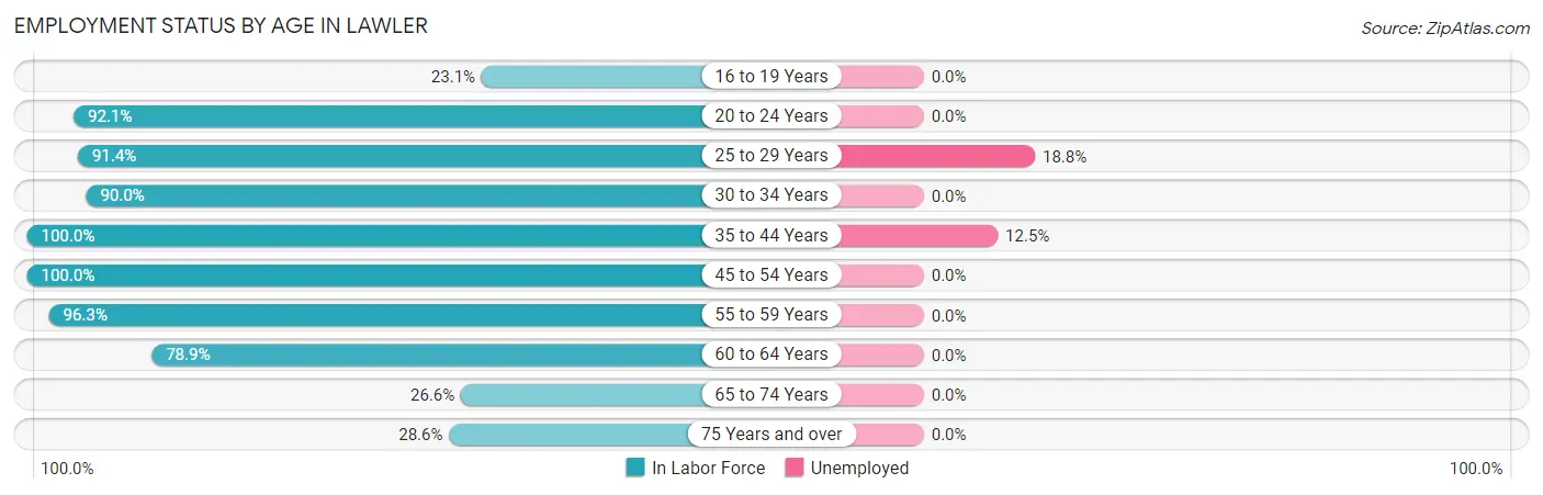 Employment Status by Age in Lawler