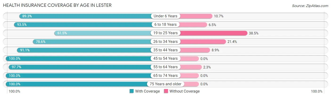 Health Insurance Coverage by Age in Lester