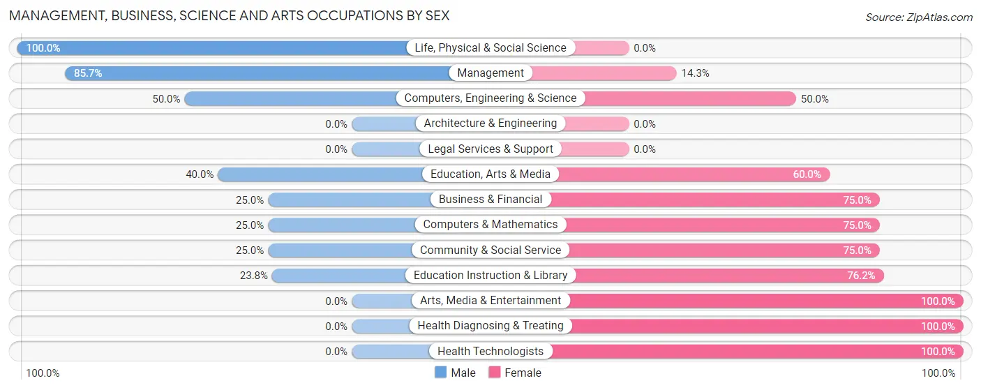 Management, Business, Science and Arts Occupations by Sex in Lester