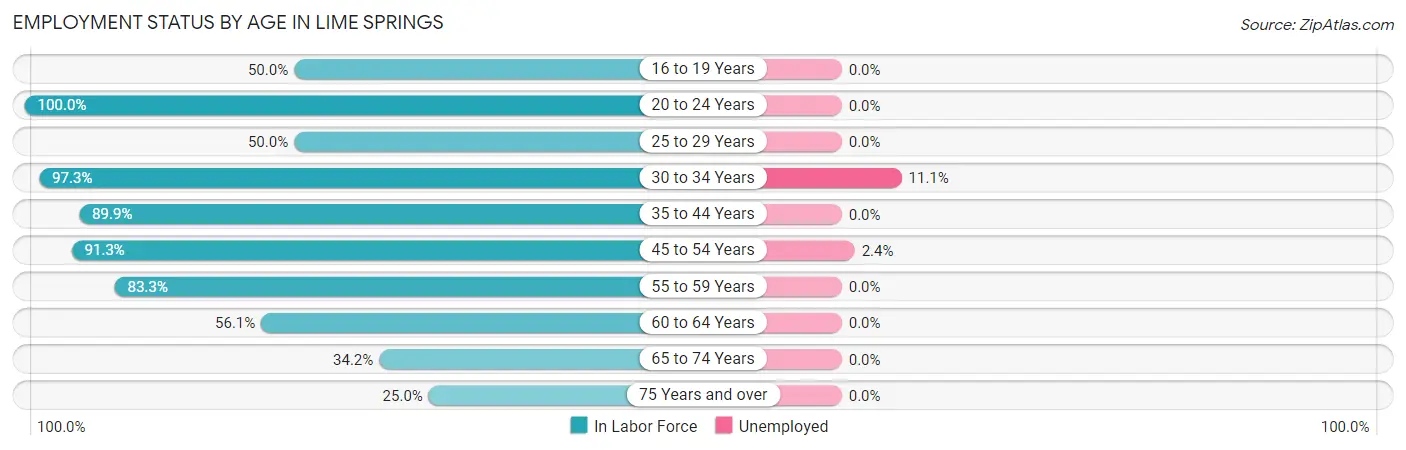 Employment Status by Age in Lime Springs