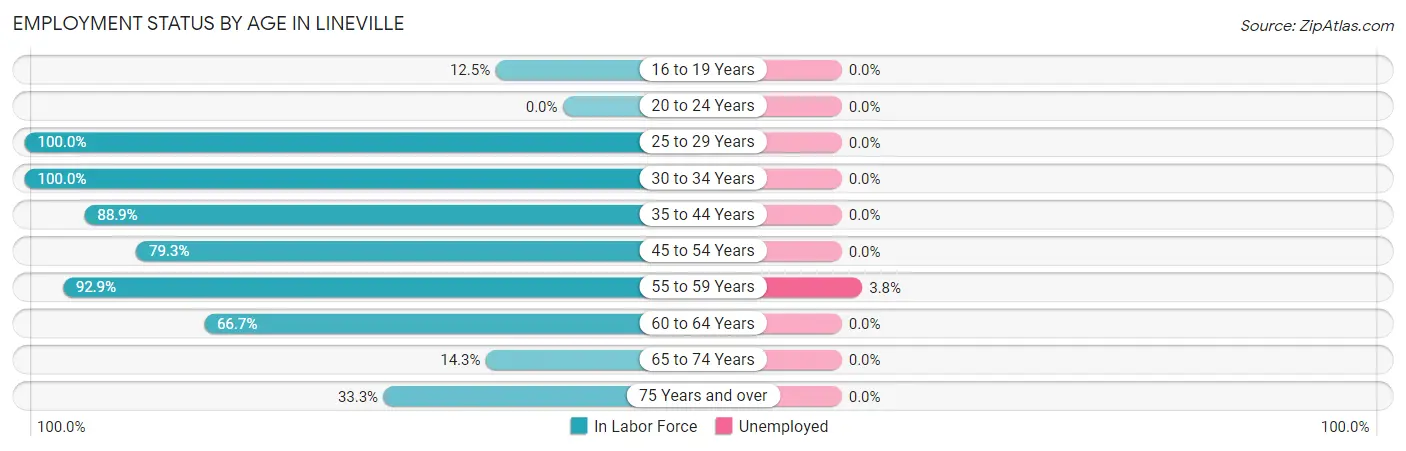 Employment Status by Age in Lineville