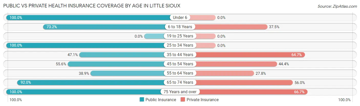 Public vs Private Health Insurance Coverage by Age in Little Sioux