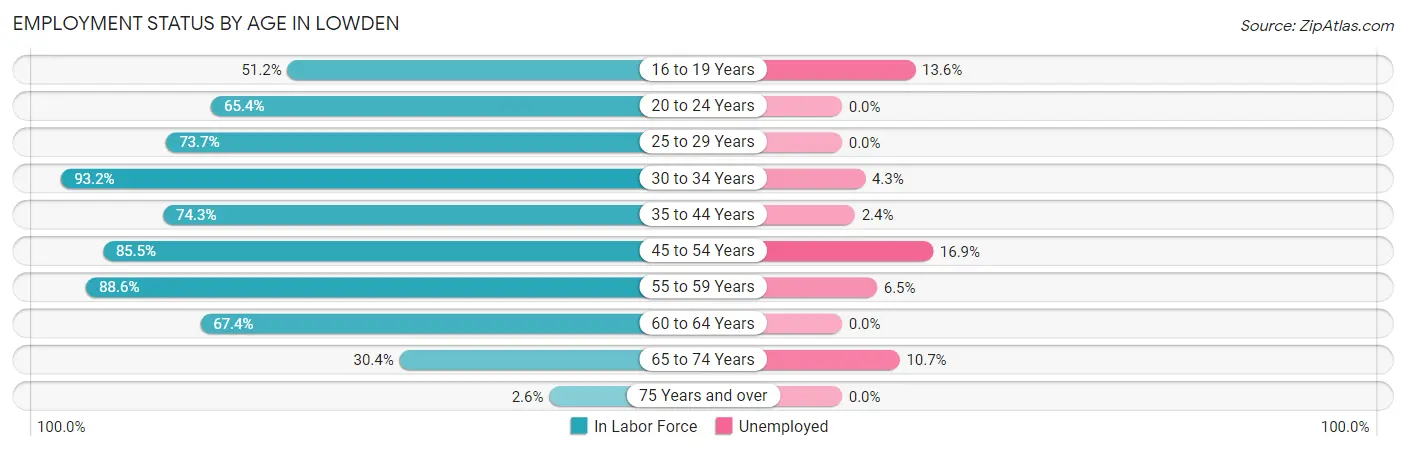 Employment Status by Age in Lowden