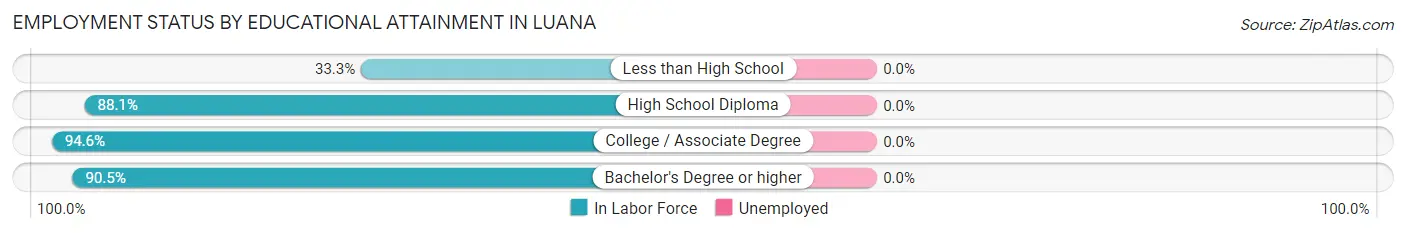Employment Status by Educational Attainment in Luana
