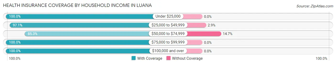 Health Insurance Coverage by Household Income in Luana