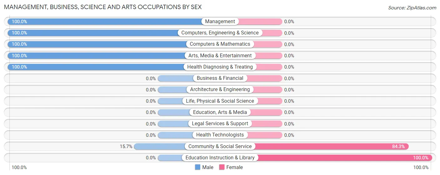 Management, Business, Science and Arts Occupations by Sex in Middle Amana