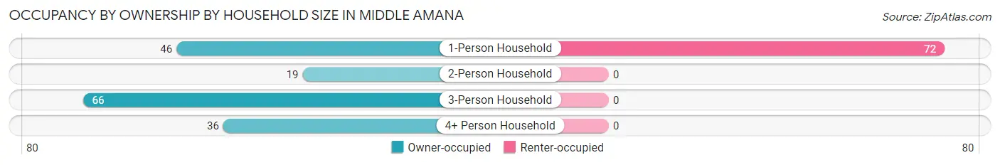 Occupancy by Ownership by Household Size in Middle Amana