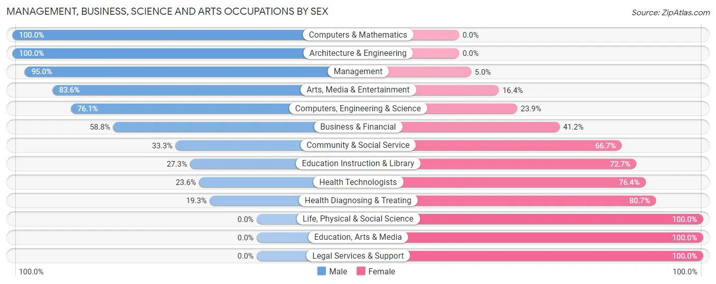Management, Business, Science and Arts Occupations by Sex in Mount Pleasant