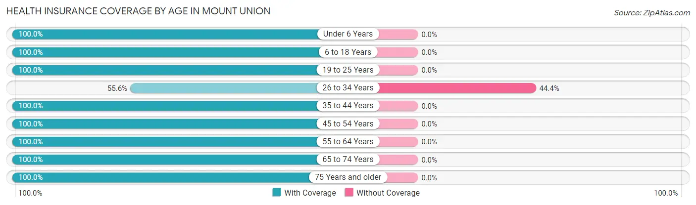 Health Insurance Coverage by Age in Mount Union