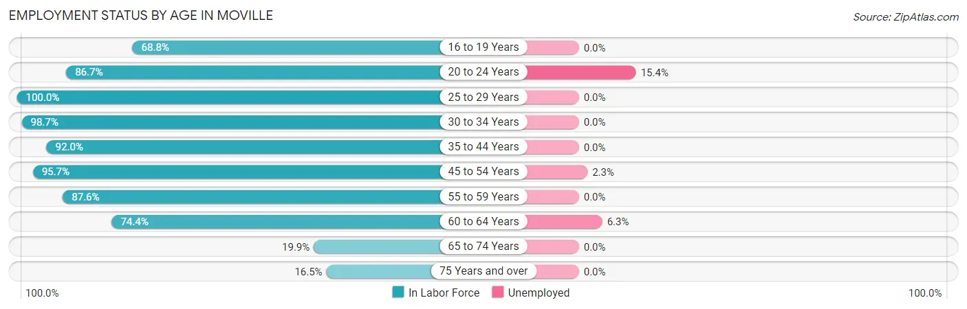 Employment Status by Age in Moville