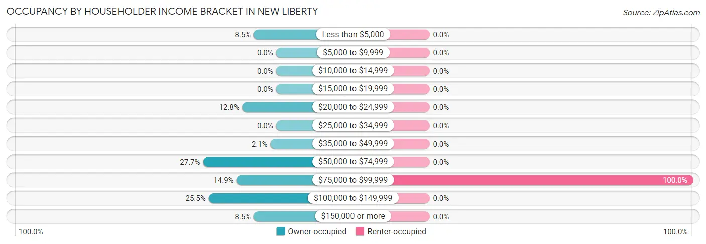 Occupancy by Householder Income Bracket in New Liberty
