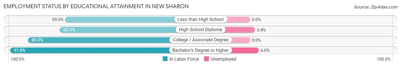 Employment Status by Educational Attainment in New Sharon