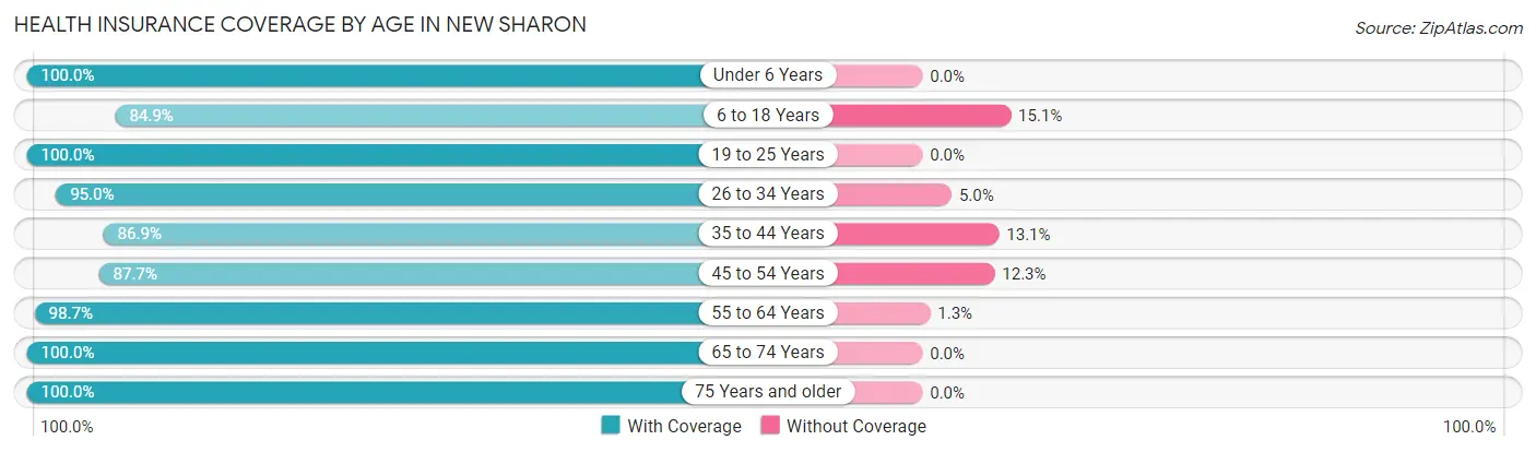 Health Insurance Coverage by Age in New Sharon